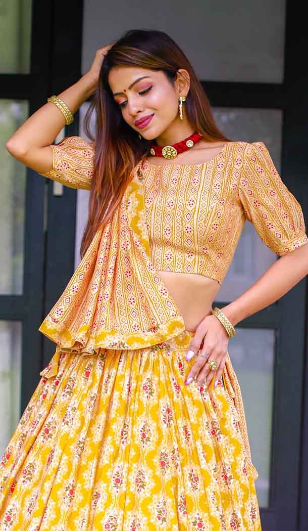 Party wear Chanderi Cotton indian pattern Lahenga choli selling Lehenga Work Printed With Foil Bollywood designer Lehenga Chaniya Choli