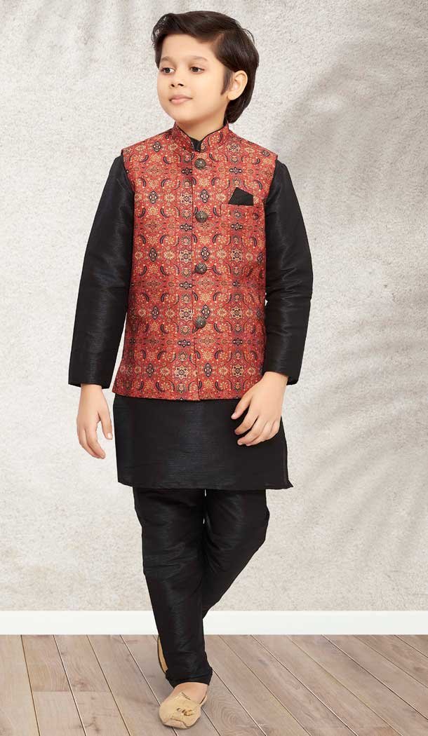 Black kurta pajama for kids sale