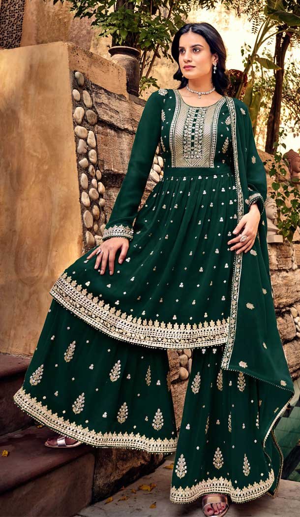 Henna Green Readymade Salwar Kameez Dupatta Frock Dress Heavy Embroidery Worked Indian Pakistani Wear Ready newest Made lehenga Kameez Suit