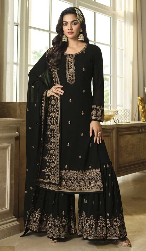 Palazzo suit black best sale