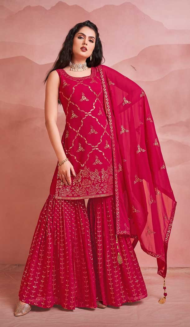 Georgette Sequence Work Designer Women Wear Salwar Suit in Pink -6565170596