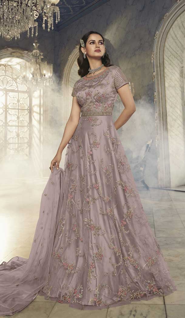 Embroidery Net Designer Anarkali Style Women Gown in Pink -6626171051