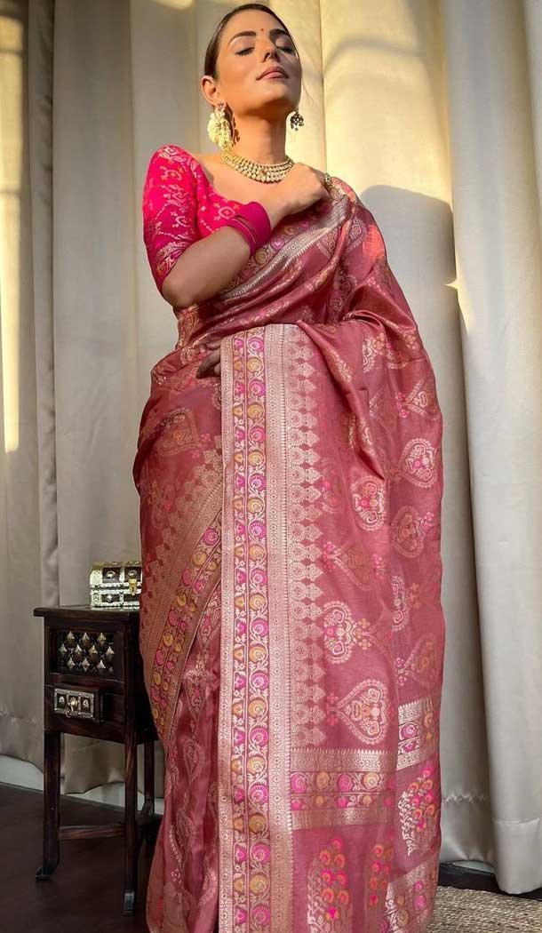 Orchid Pink Color Banarasi Soft Silk Zari Weaving Work Casual Wear Saree – 7099174279