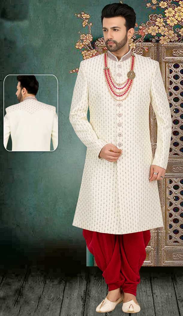 Step into Elegance with our Cream Sherwani, Designed for Unforgettable Wedding Moments -7916178994