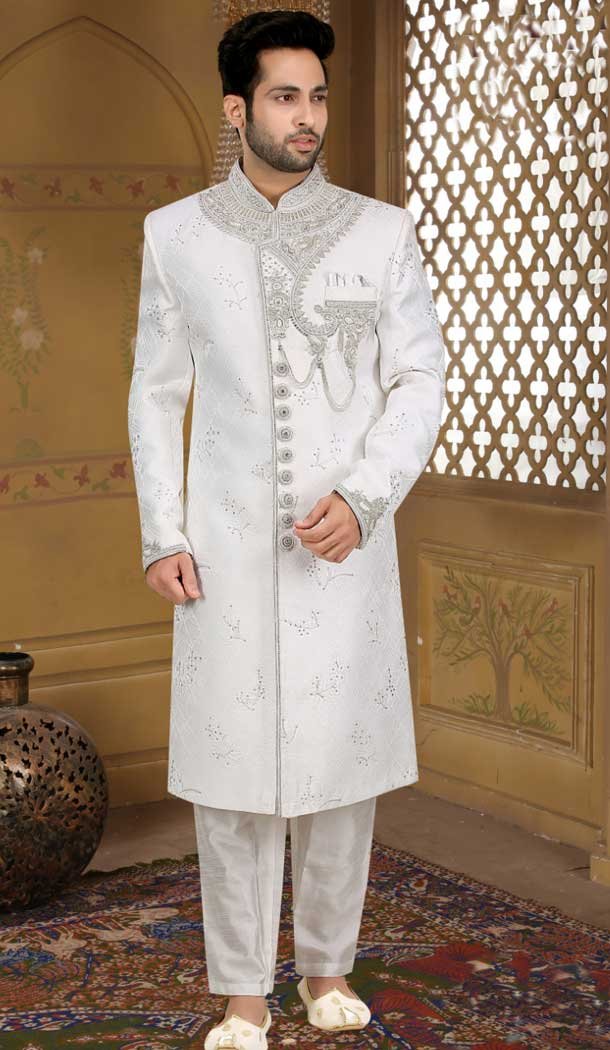 White Sherwani Perfectly Blending Tradition and Modernity for the Stylish Groom -7916179007