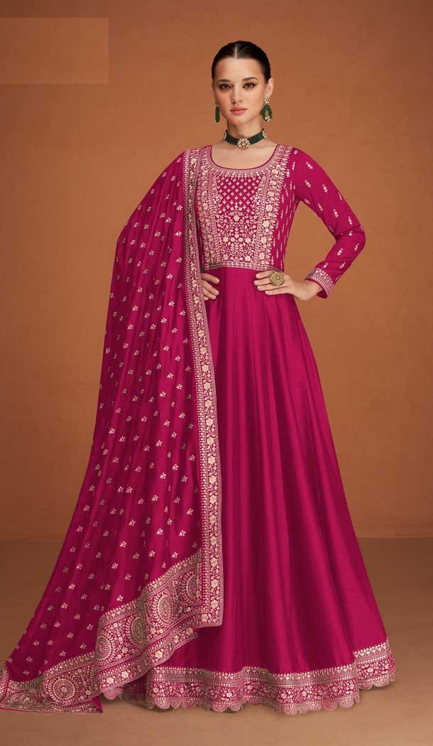 Party Wear Pink Color Premium Silk Embroidery Work Anarkali Salwar Suit – 7312175441