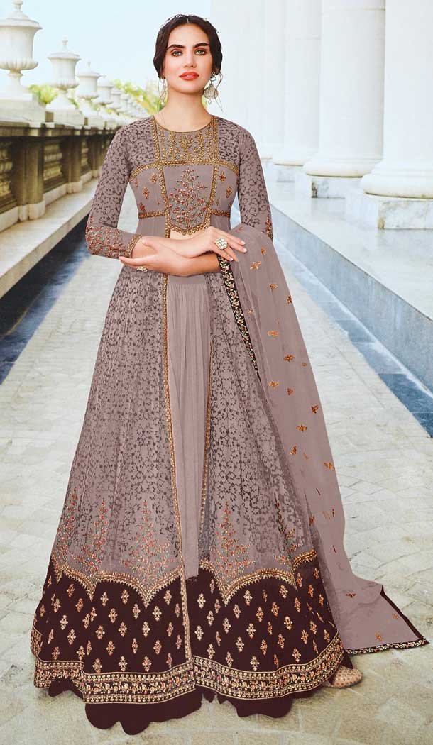 Net Embroidery With Diamond Work Plus Size Anarkali Salwar Suit In Majesty Violet – 7708177788