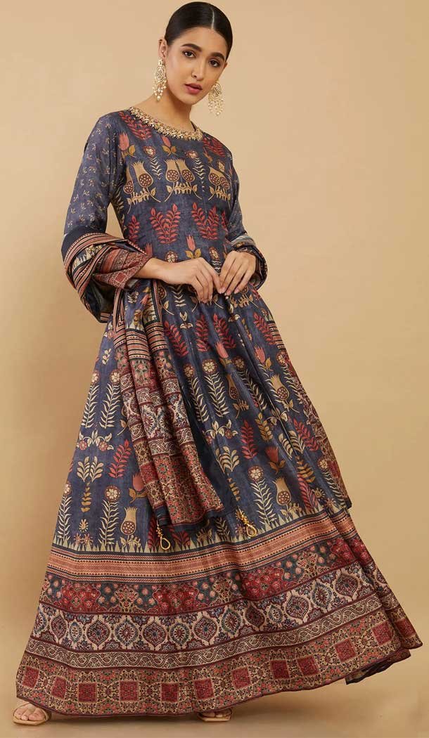 Multi Color Traditional Dola Silk With Digital Print Work Function Wear Anarkali Salwar Suit – 7863178727