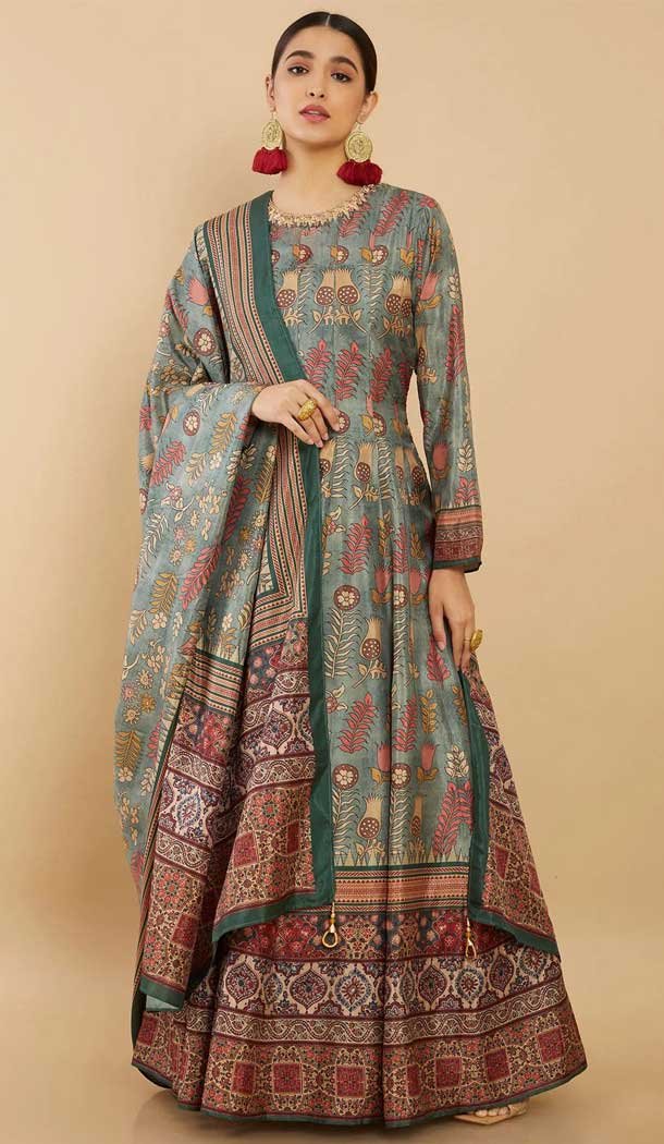 Traditional Dola Silk With Digital Print Work Function Wear Anarkali Salwar Suit in Multi Color – 7863178728