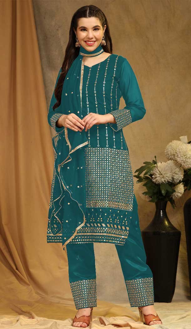 Traditional Morpichh Faux Georgette Casual Wear Pakistani Salwar Kameez – 8153180756