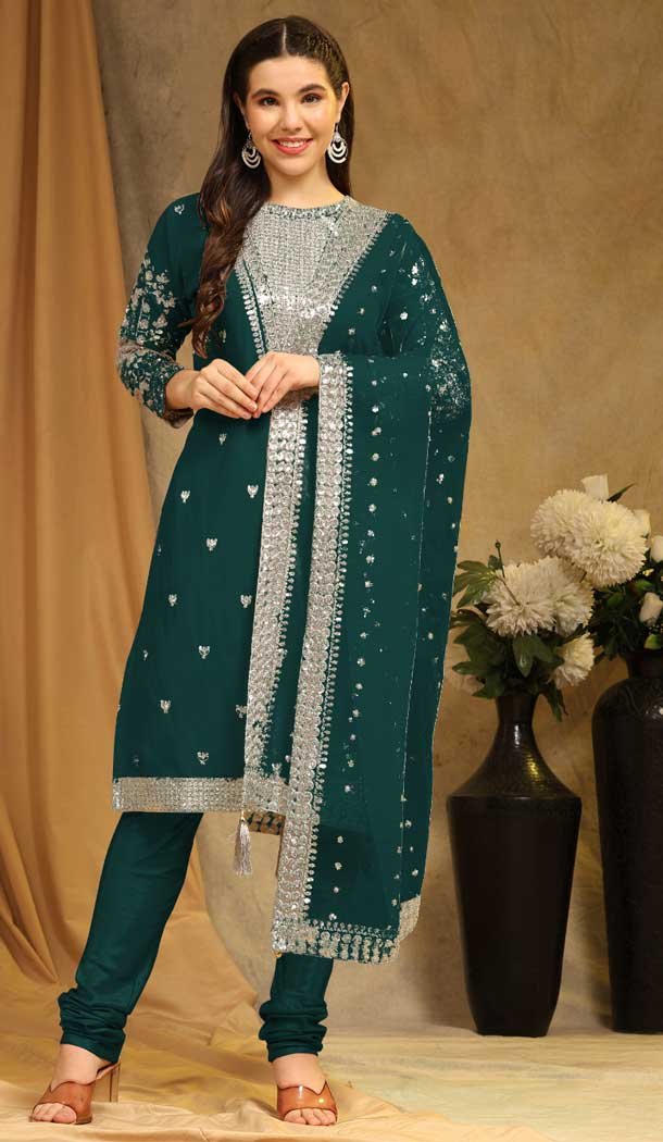 Rama Green Faux Georgette Embroidery Work Casual Wear Pakistani Salwar Suit – 8154180769