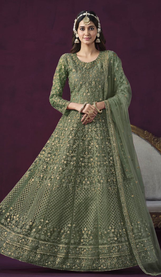 Pista Green Color Net Embroidery Work Anarkali Style Salwar Suit – 8507182833