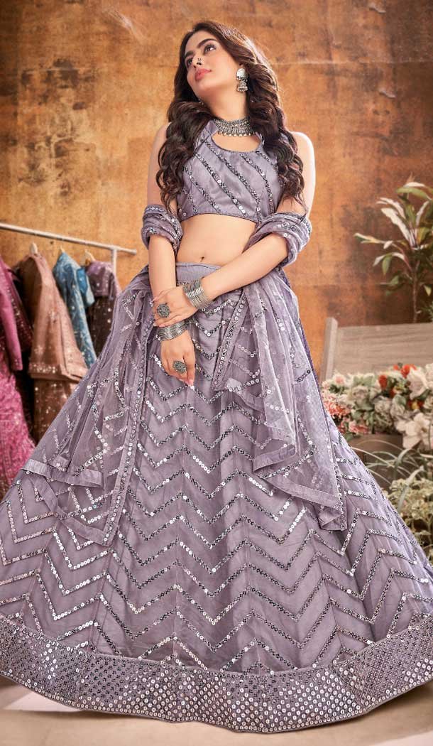 Purple Color Soft Net Sequence Work Designer Lehenga Choli -8966185040