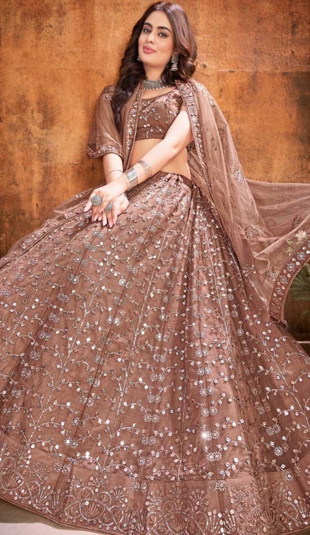 Beige Color Soft Net Sequence Work Designer Lehenga Choli -8966185042