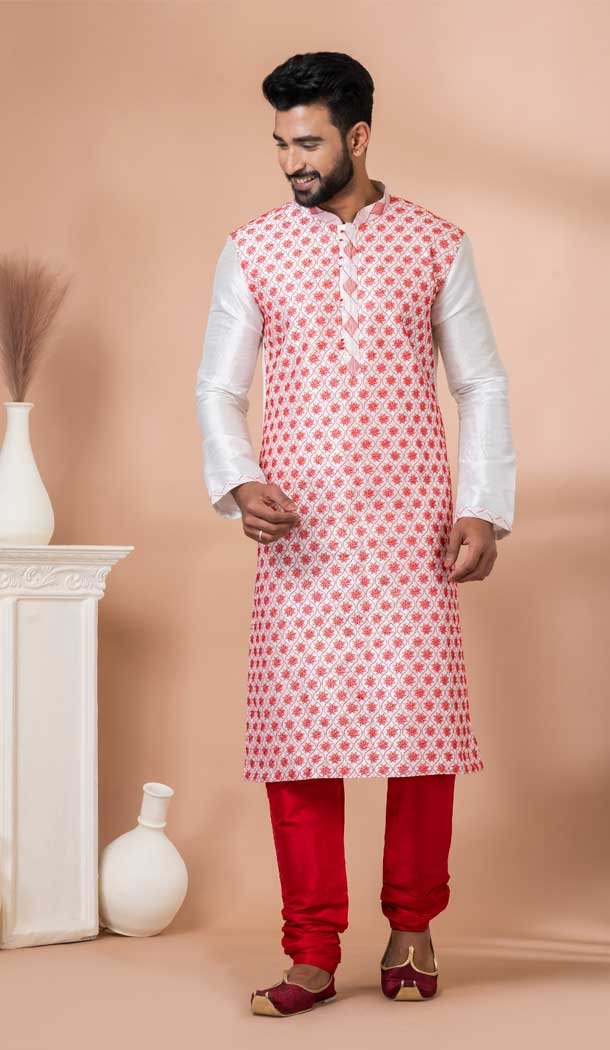 Multi Color Banarasi Dhupion Embroidery Work Designer Men’s Wear Kurta -9021185283