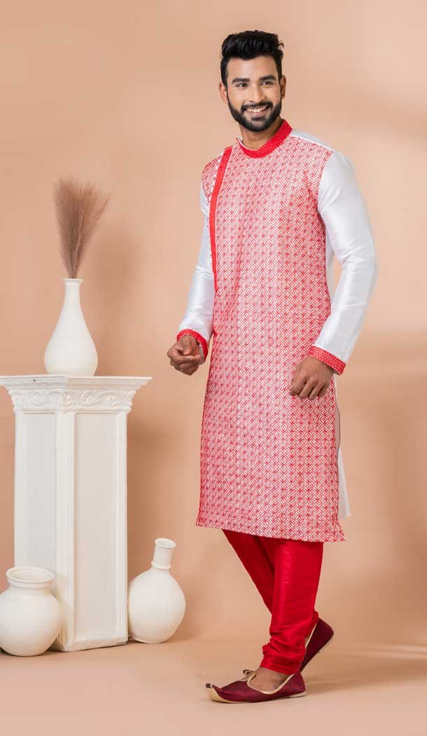 Banarasi Dhupion Multi Color Embroidery Work Designer Men’s Wear Kurta -9021185285