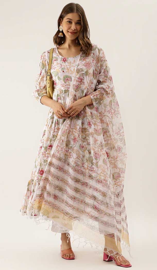 Multi Color Pure Cotton Foliage Print Work Designer Readymade Salwar Suit -9088185636