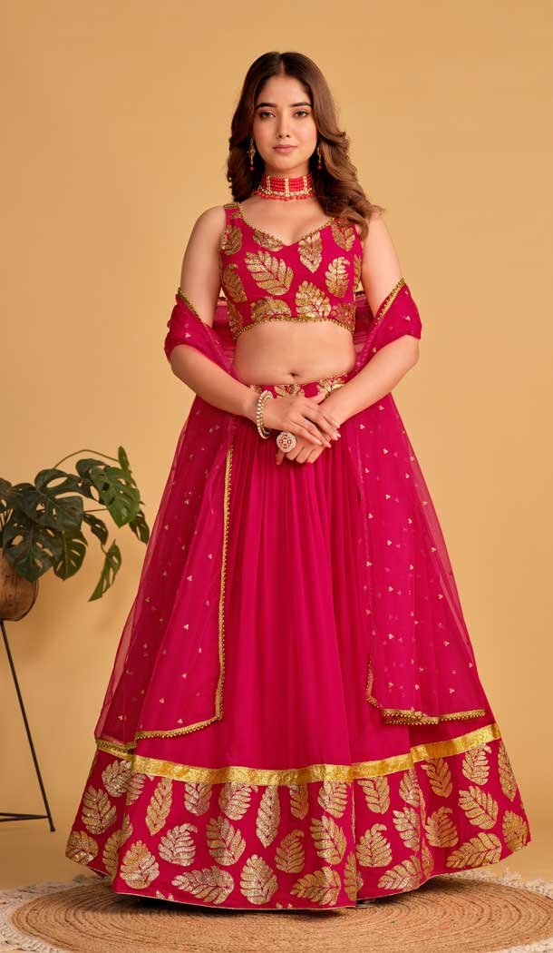 Georgette Embroidery Work Designer Wear Lehenga Choli in Pink -9125185818