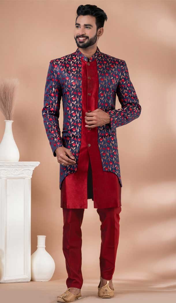 Banarasi Dhupion Silk Designer Indo Western for Men in Multi Color -9131185828