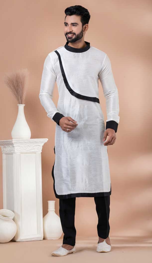 Dhupion Silk Designer Wear Kurta Pajama for Men in Multi Color -9132185851