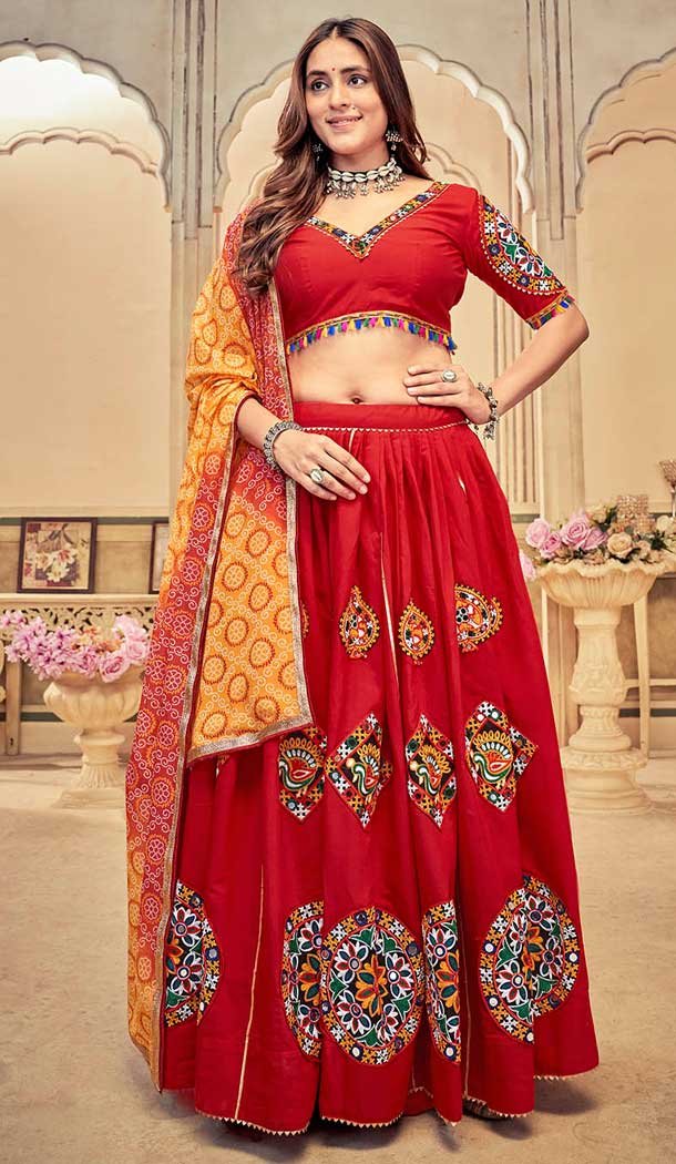 Georgette Embroidery Work Designer Navratri Chaniya Choli in Maroon -143708299