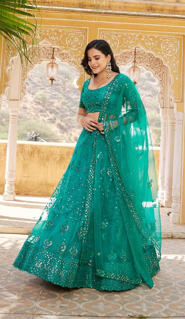 Rama Blue Net Embroidery Work Party Wear Lehenga Choli – 9397187055