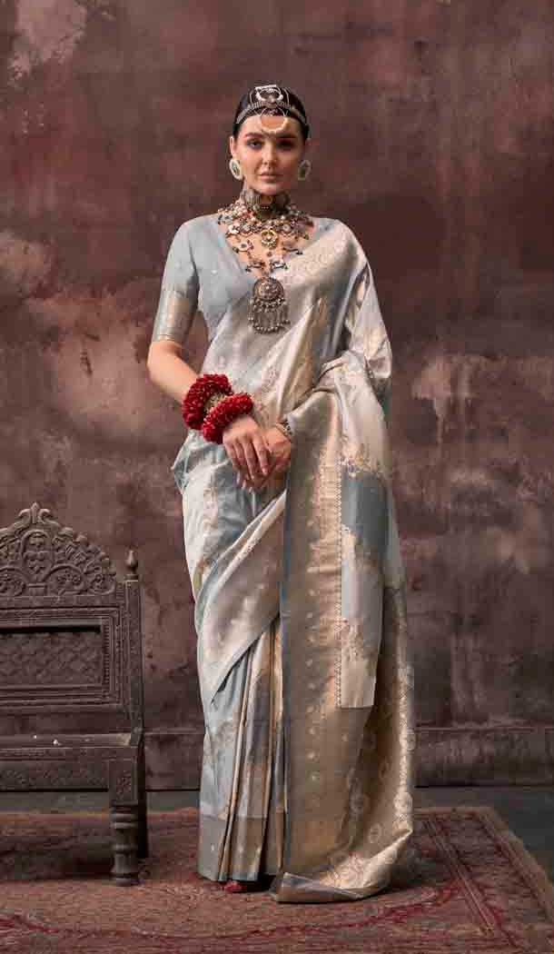 Grey Rangkat Silk Weaving Work Traditional Party Wear Saree – 145499430