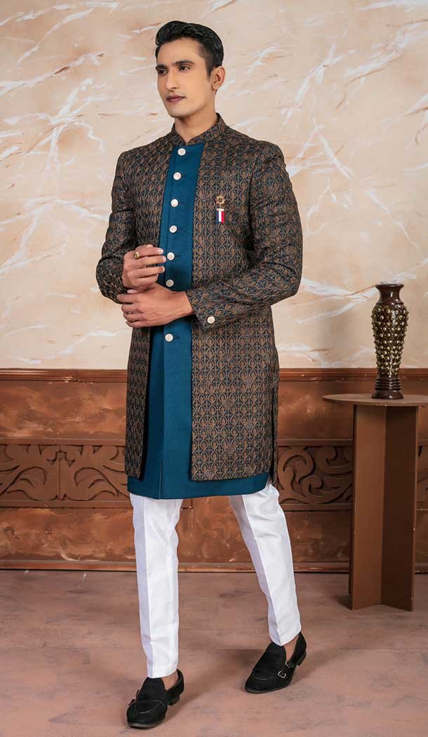 Peacock Rama Embroidery Designer Readymade Mens Indo Western – 9279186522