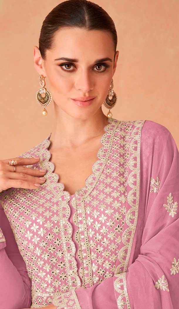 Pink Georgette Embroidered Anarkali Style Designer Salwar Suit – 143908420