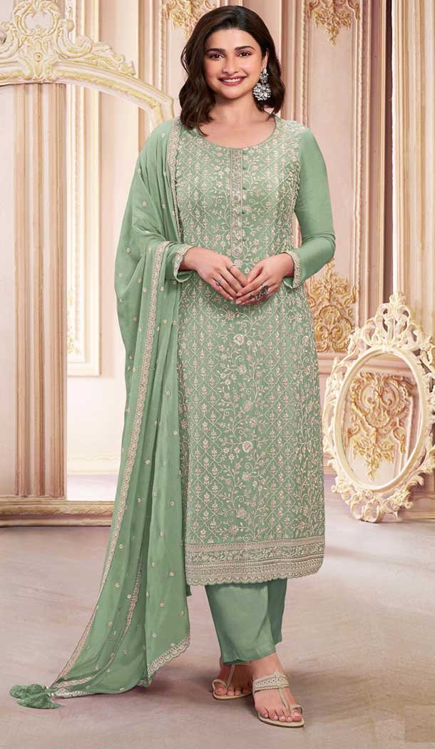 Green Georgette Embroidered Prachi Desai Salwar Suit – 146711137