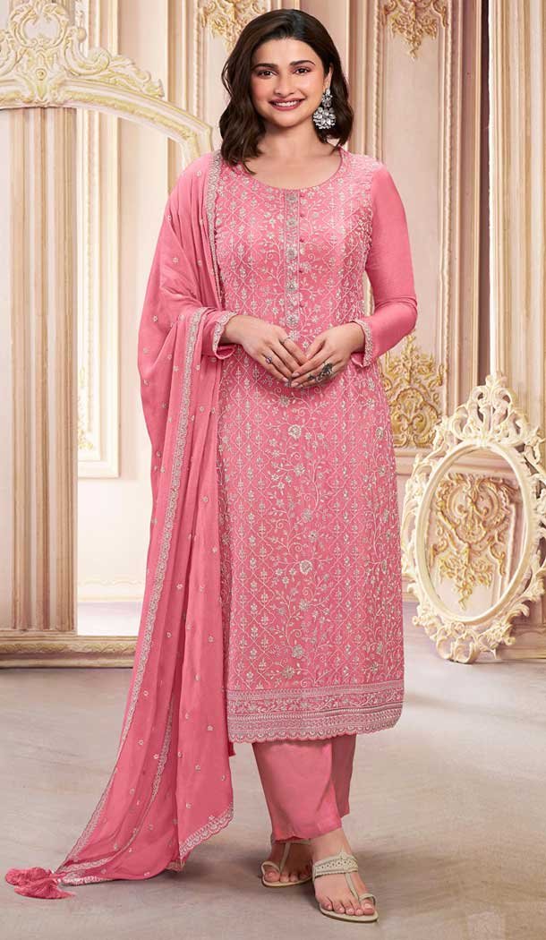 Pink Georgette Embroidered Prachi Desai Salwar Suit – 146711138