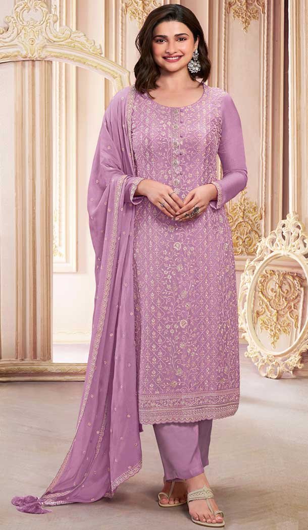 Purple Georgette Embroidered Prachi Desai Salwar Suit – 146711140