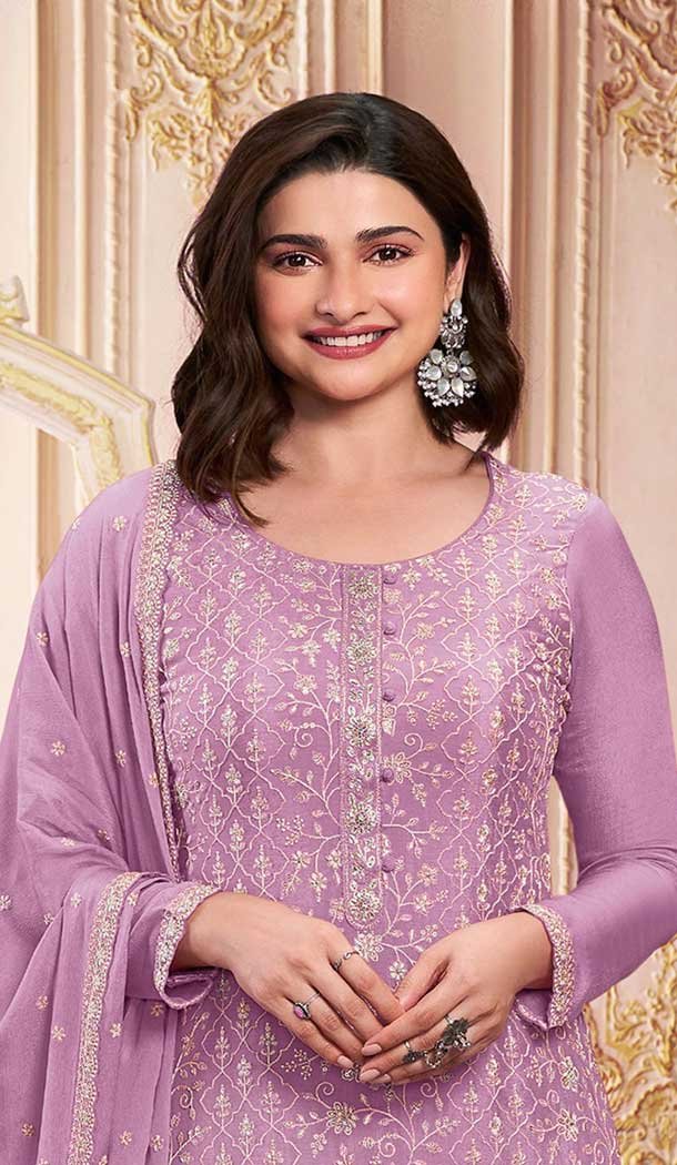 Purple Georgette Embroidered Prachi Desai Salwar Suit – 146711140