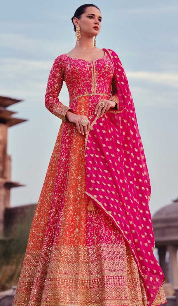 Pink Georgette Embroidery Work Anarkali Style Salwar Suit – 146801191