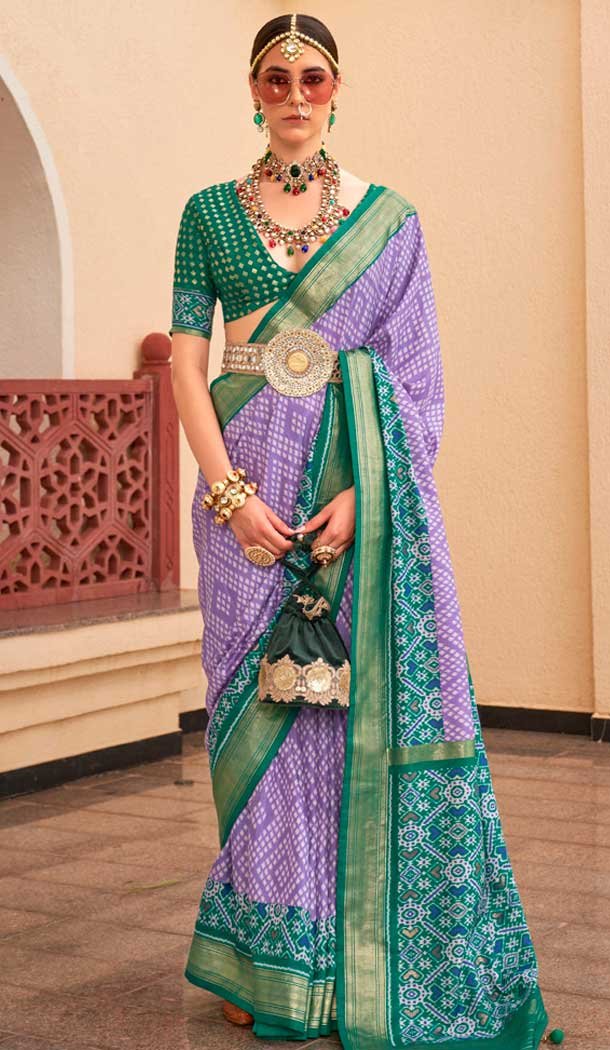 Purple Silk Patola Printed Traditional Party Wear Saree – 147871868