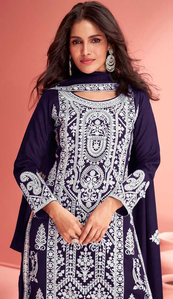 Blue Georgette Embroidered Pakistani Palazzo Salwar Kameez – 9674188779