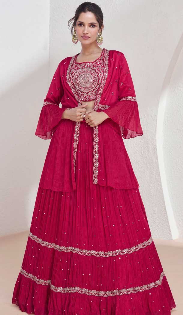 Rani Pink Georgette Embroidered Party Wear Readymade Salwar Suit – 9729189116