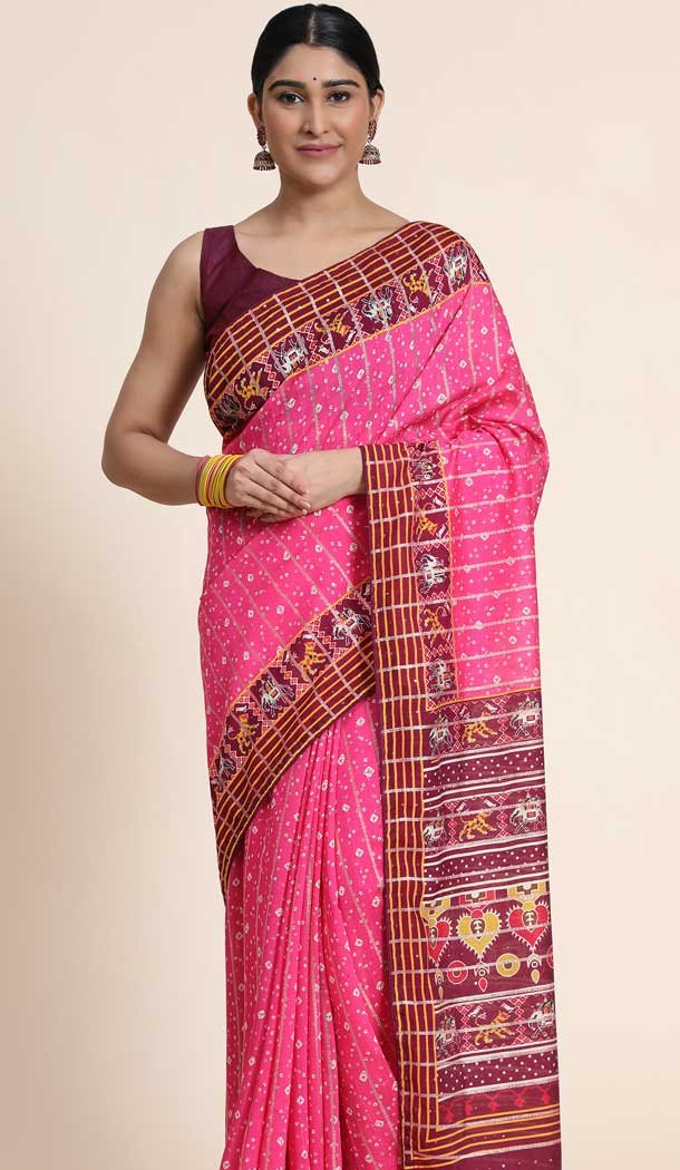 Pink Cotton Digital Print Work Designer Party Wear Saree – 9862190101