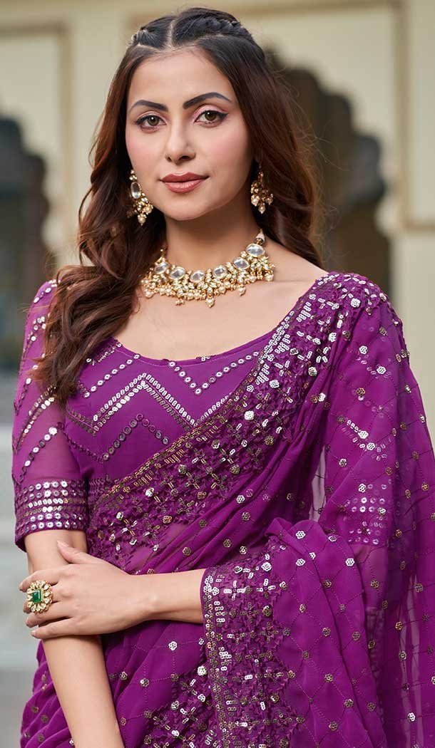 Wine Georgette Resham Work Party Wear Lehenga Choli – 9816189761