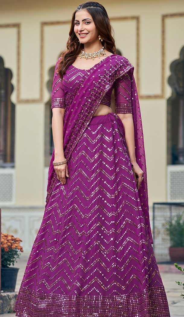 Wine Georgette Resham Work Party Wear Lehenga Choli – 9816189761