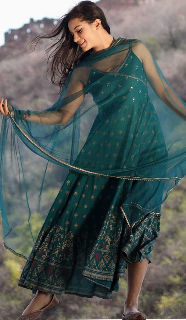 Cotton Print Work Casual Wear Readymade Salwar Kameez In Mint Green – 9966191500