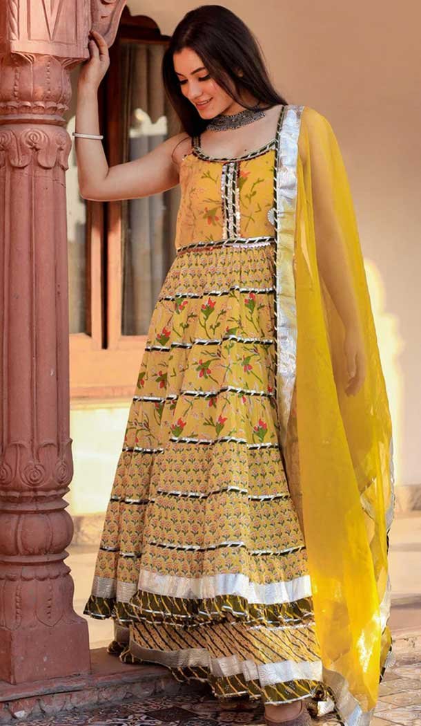 Cotton Print Work Casual Wear Readymade Salwar Kameez In Yellow – 9966191502