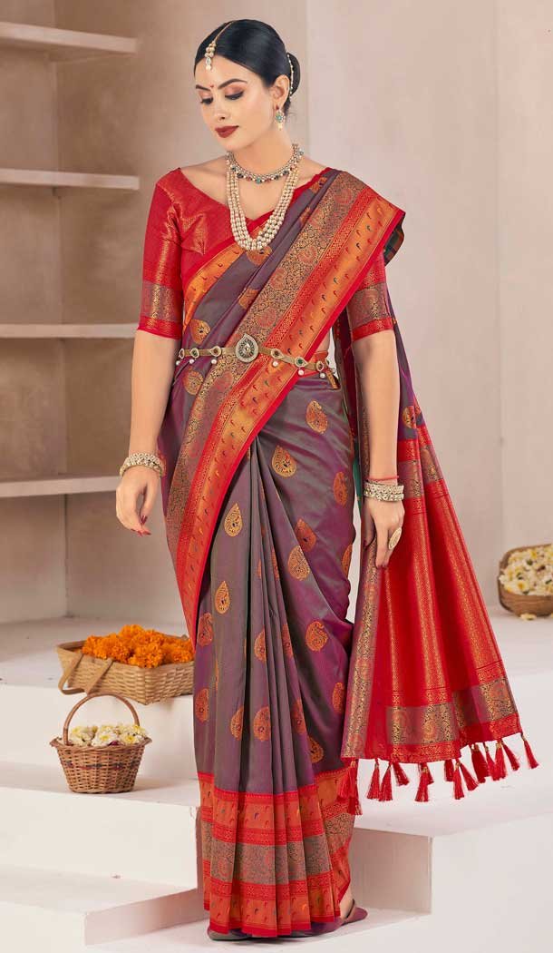 Purple Soft Silk Zari Work Traditional Saree – 10012191890