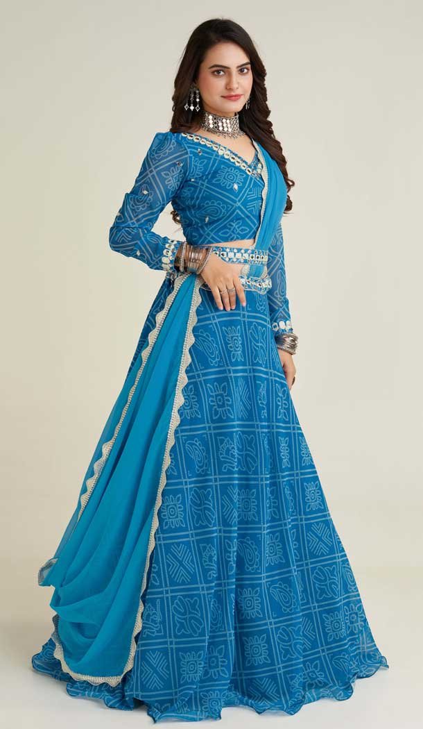 Georgette Sequins Work Navratri Lehenga Choli In Sky Blue – 10045192075