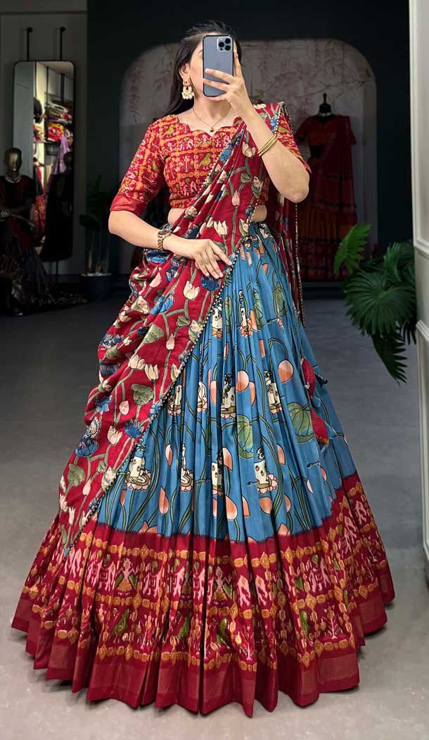 Blue Tussar Silk Zari Work Navratri Lehenga Choli – 10069192177