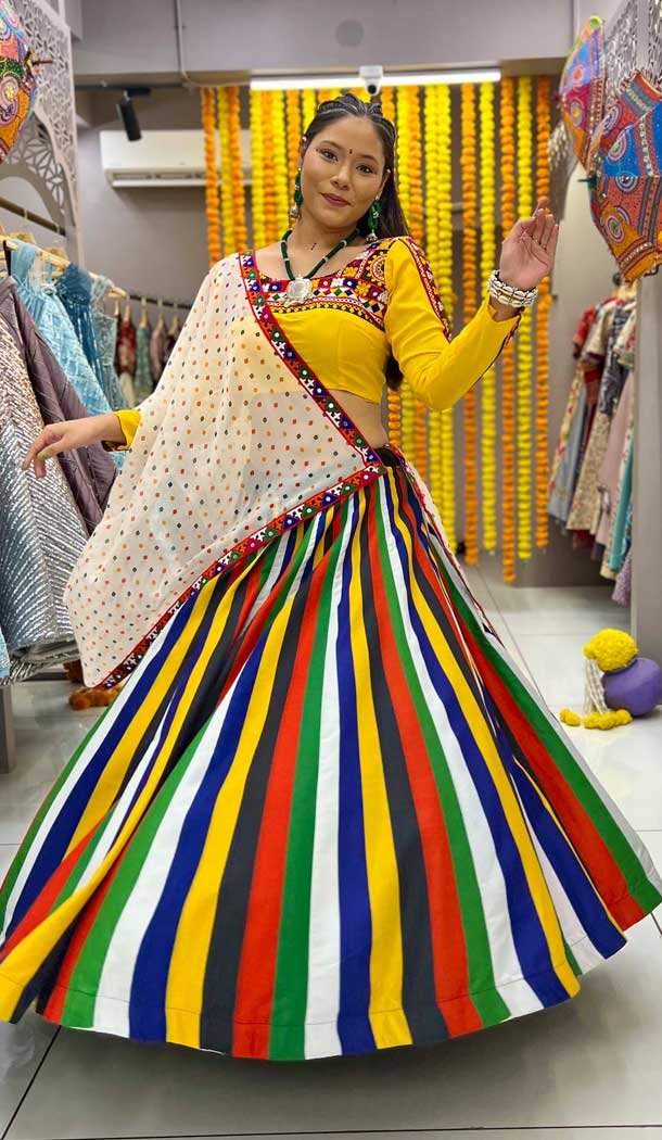 Rayon Printed Navratri Lehenga Choli In Multi Color – 10047192083