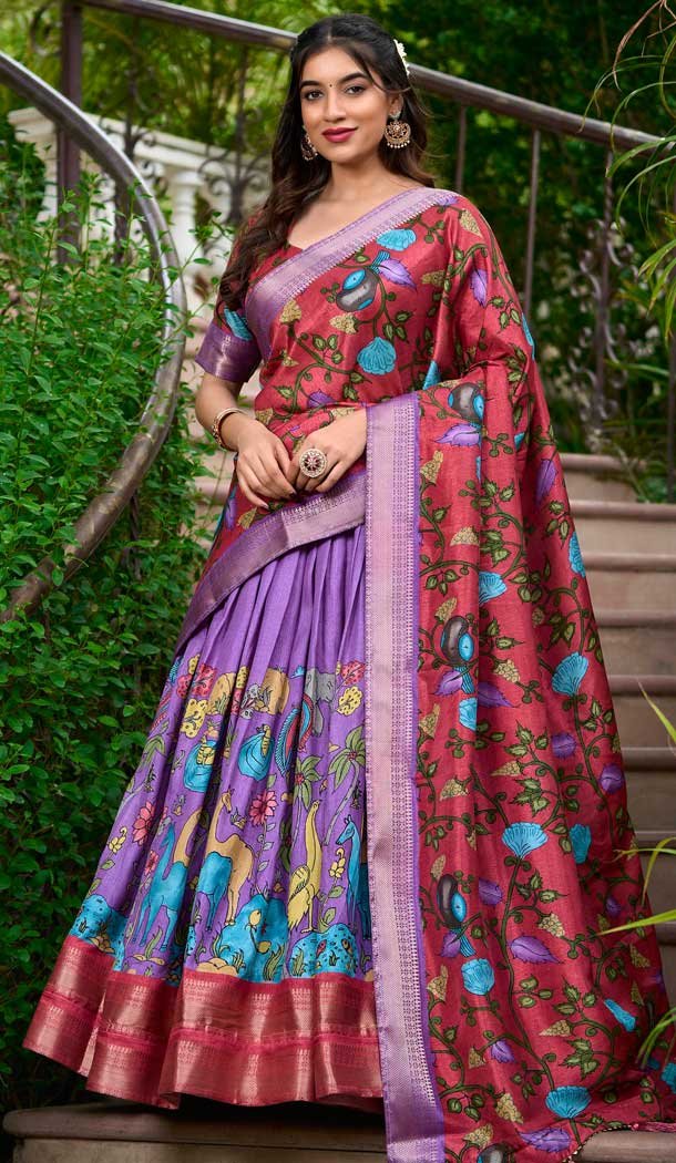 Lavender Dola Silk Zari Weaving Work Party Wear Lehenga Choli – 10167192672