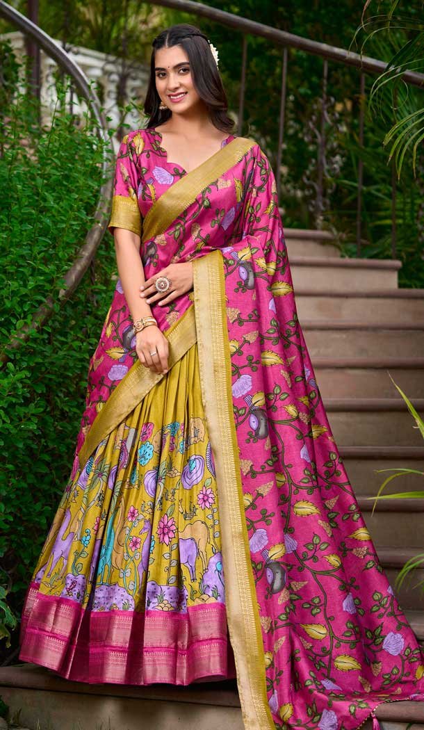 Mustard Dola Silk Zari Weaving Work Party Wear Lehenga Choli – 10167192673