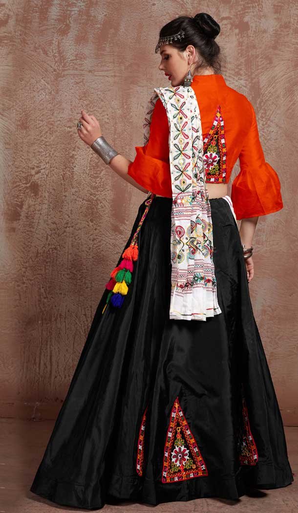 Black Color Tafeta Silk Designer Navratri Festive Special Lehenga Choli -1118127597