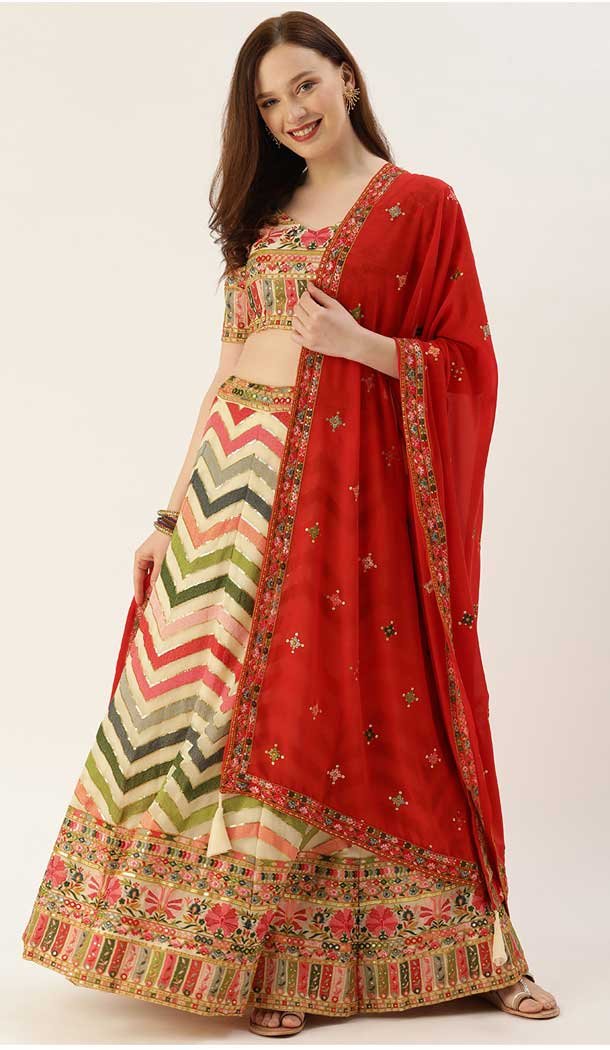 Multi Color Georgette Traditional Party Wear Plus Size Lehenga Choli -3189145064